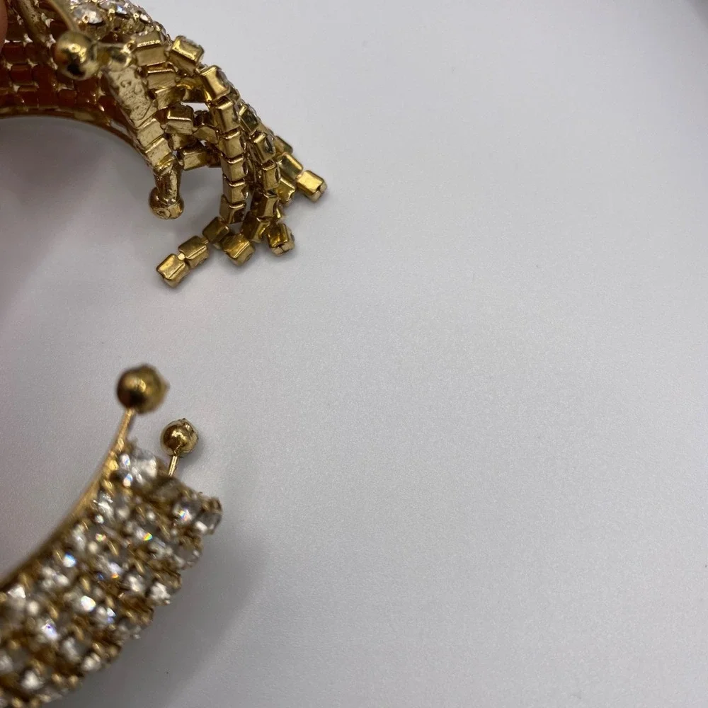 Clear Rhinestone‎ Gold Tone 9-Row Stretch Cuff Bracelet 2